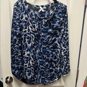 Joie Black and Blue Patterned Blouse